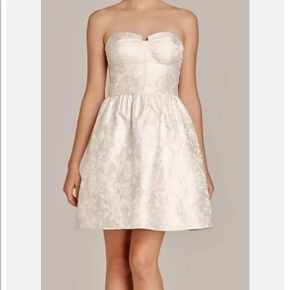 Aqua Dresses Ivory Metallic Jacquard Dress